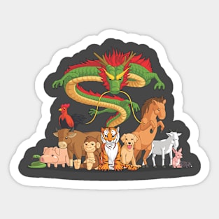 All 12 Chinese Zodiac Animals Together Sticker